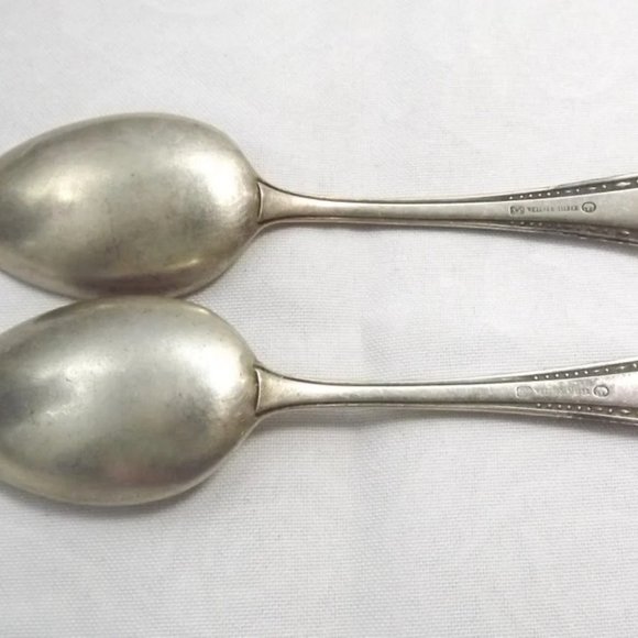 2 RARE Vintage AWS Wellner-Silber Silver-Plated Teaspoons with Elephant Symbol - Picture 3 of 7